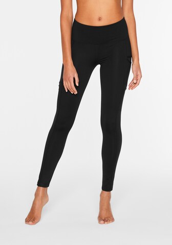 LASCANA ACTIVE Skinny Workout Pants in Black: front