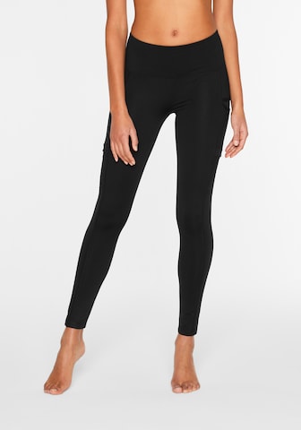 LASCANA ACTIVE Skinny Sports trousers in Black: front