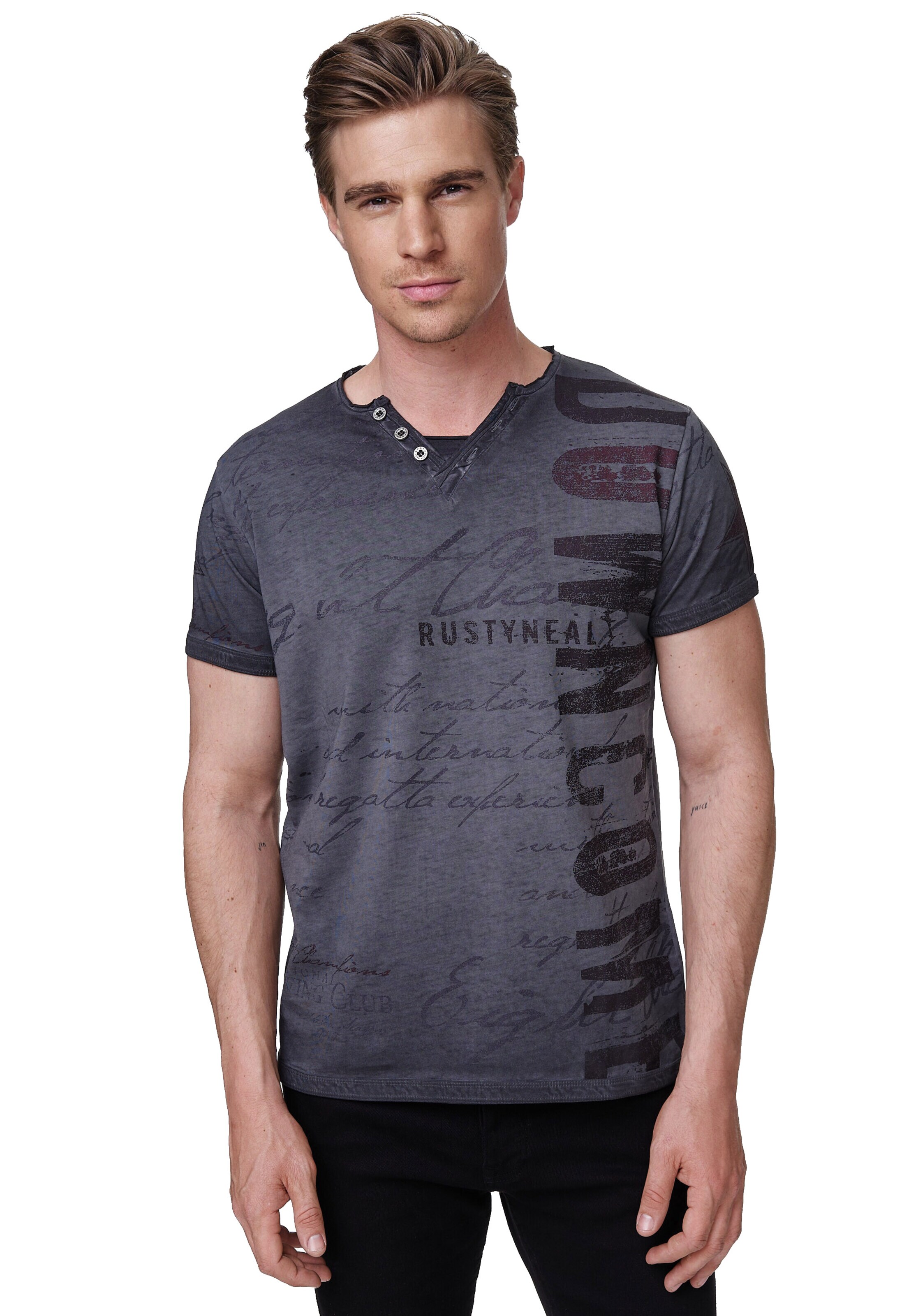 Rusty Neal Shirt in Grijs: voorkant