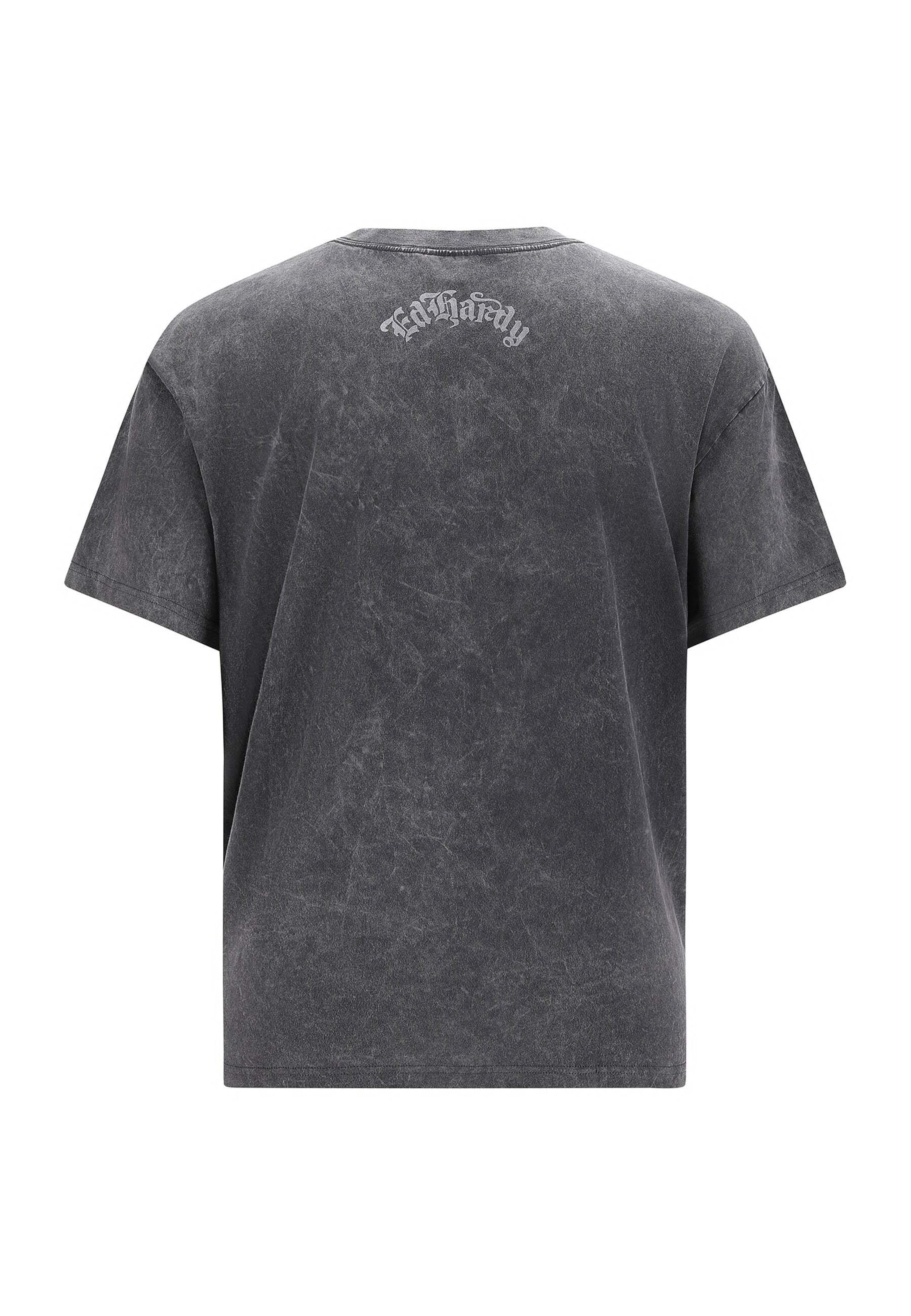 Ed Hardy T-Shirt 'Skull Out Of Hell' in Grau