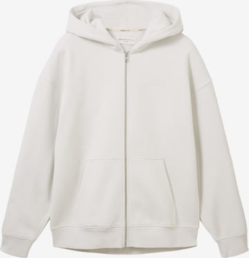 TOM TAILOR DENIM Zip-Up Hoodie in White: front