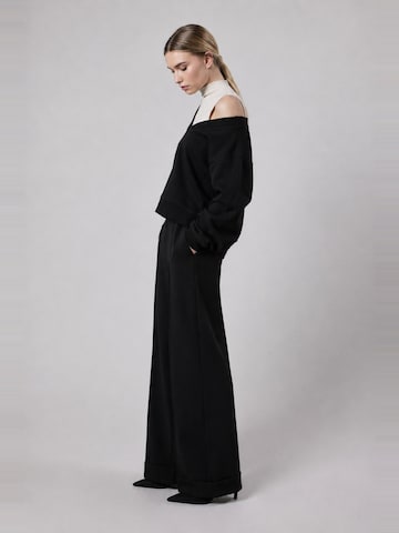 OWN Off With NatureLoosefit Hlače 'Pantalone Palazzo con Risvolto in Interlock Black' - crna boja