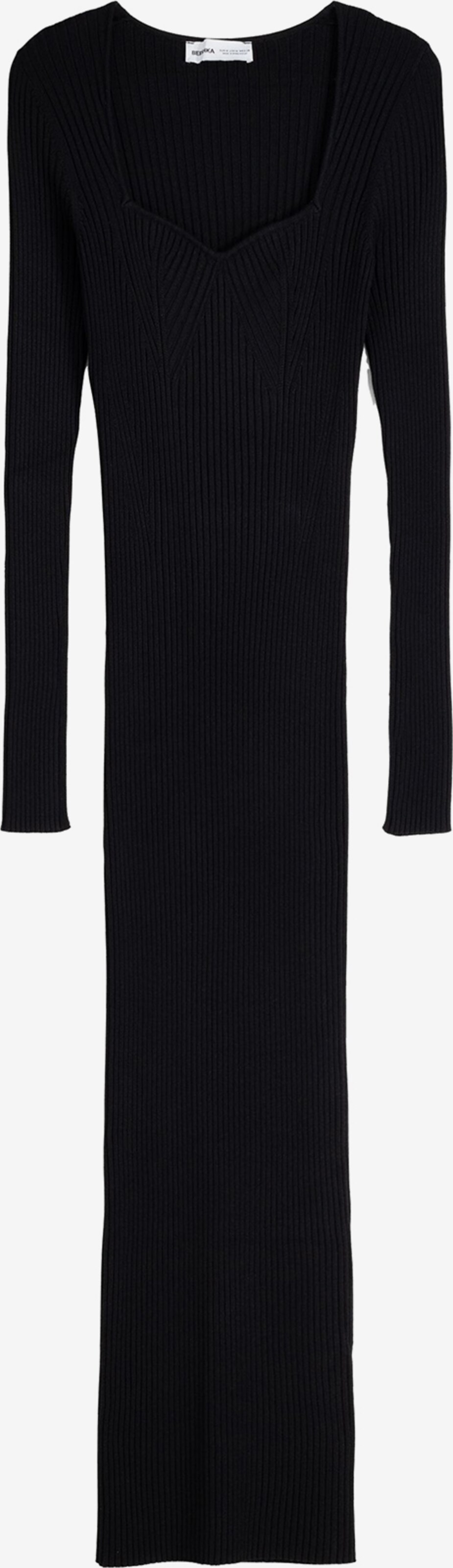Bershka Strikkjole i Sort | ABOUT YOU