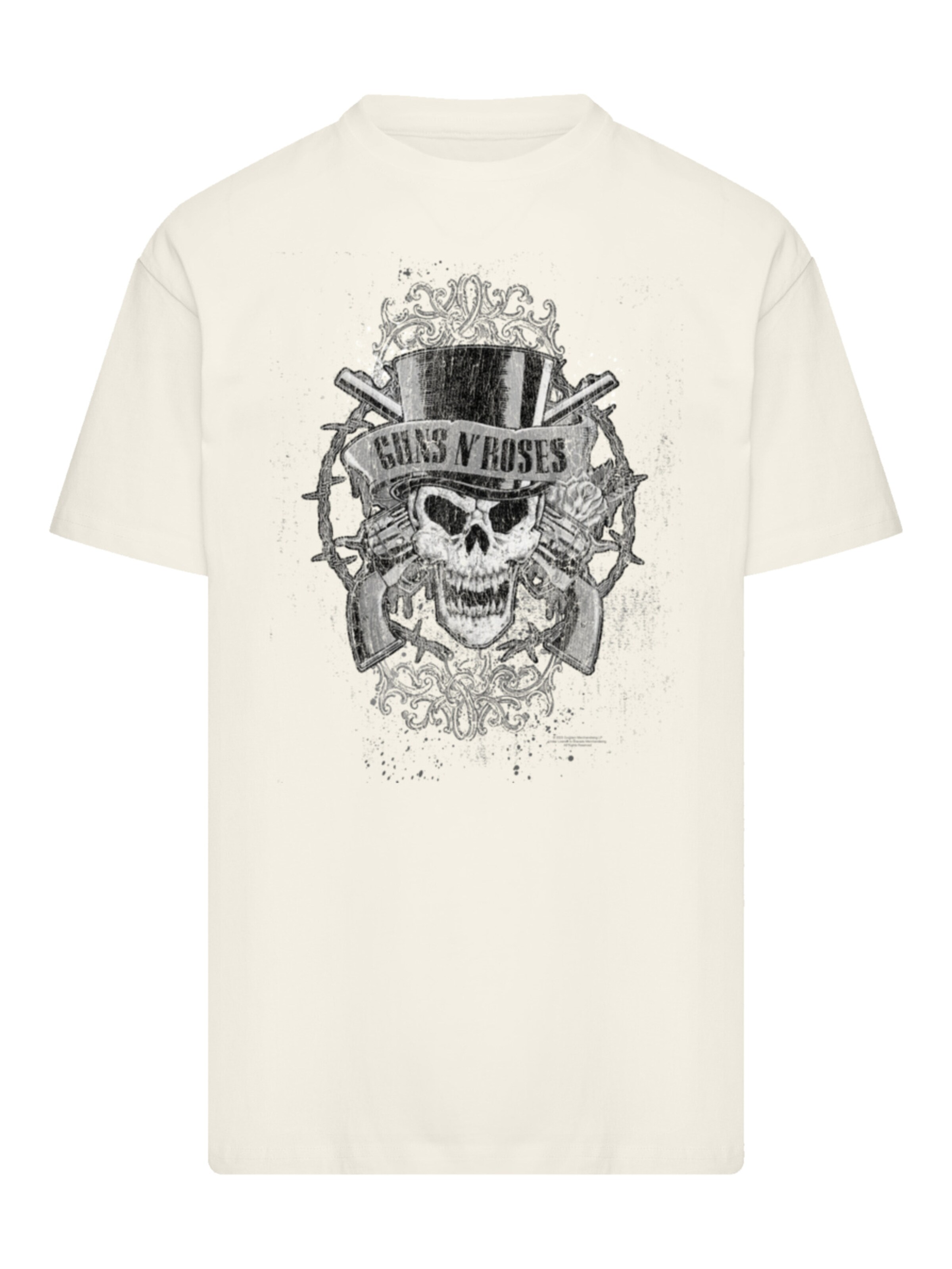F4NT4STIC T-Shirt 'Guns 'N' Roses Skull and Pistols' in Beige: Vorderseite