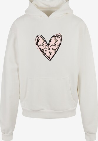 Merchcode Sweatshirt 'Valentines Day - Leopard Heart' in White: front