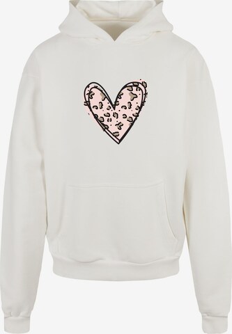 Merchcode Sweatshirt 'Valentines Day - Leopard Heart' in Wit: voorkant