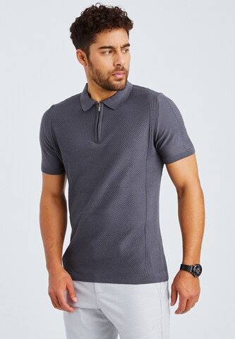 Leif Nelson T-Shirt Feinstrick Polo in Grau