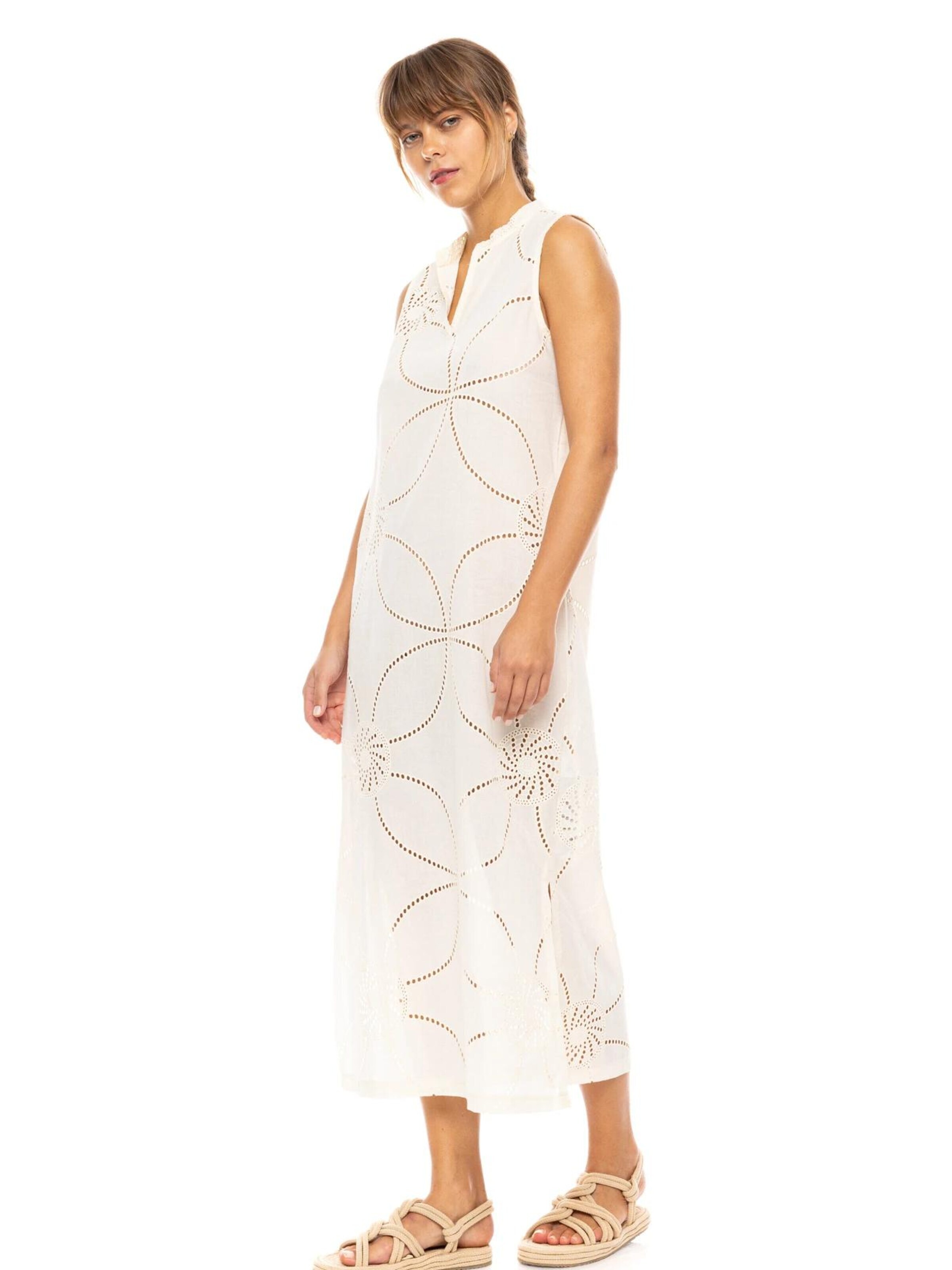 Pink Label Καλοκαιρινό φόρεμα 'BEACHWEAR MOON EMBRODERY' σε λευκό
