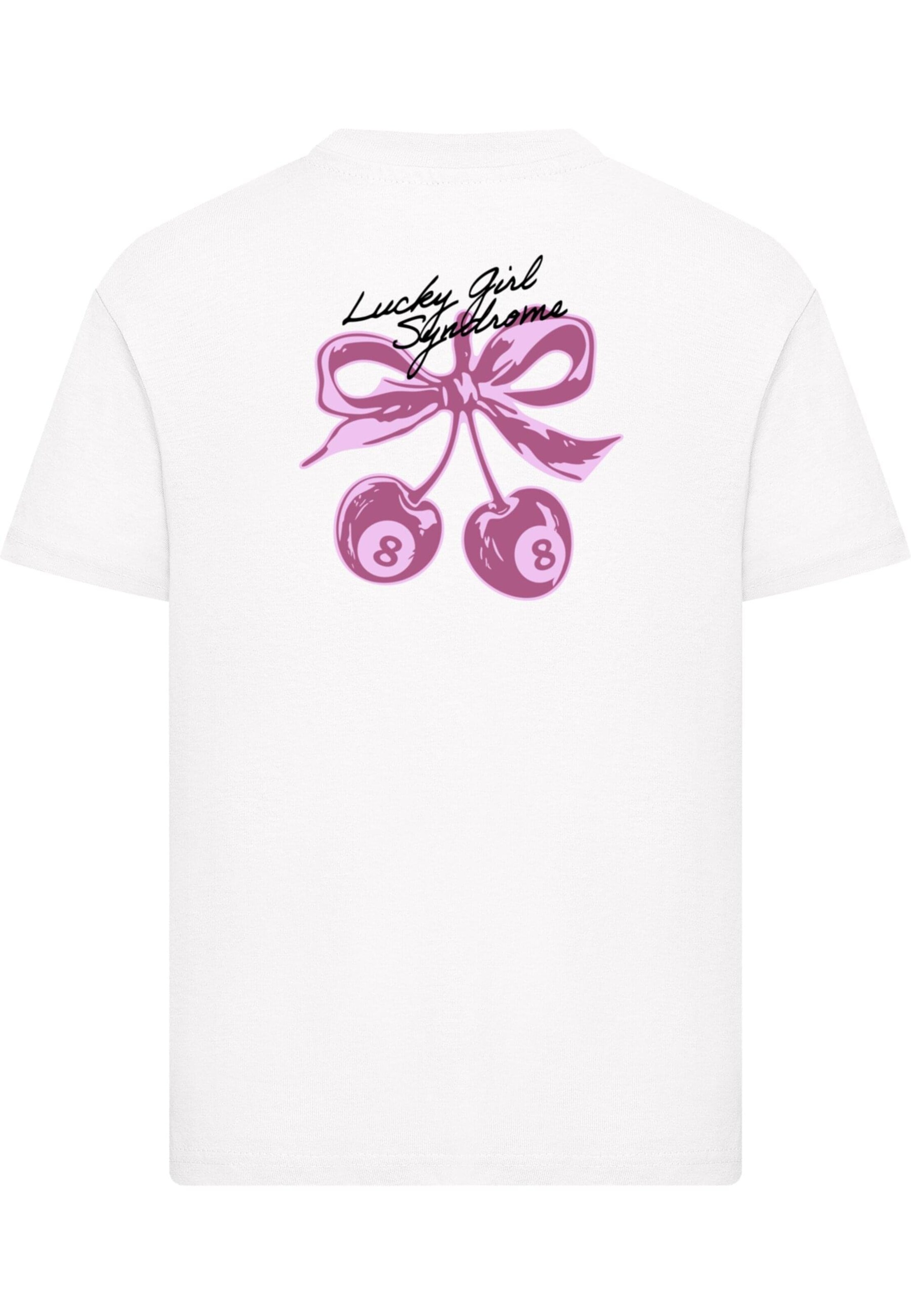 T-Shirt 'Lucky Girl Syndrome' Mister Tee en blanc