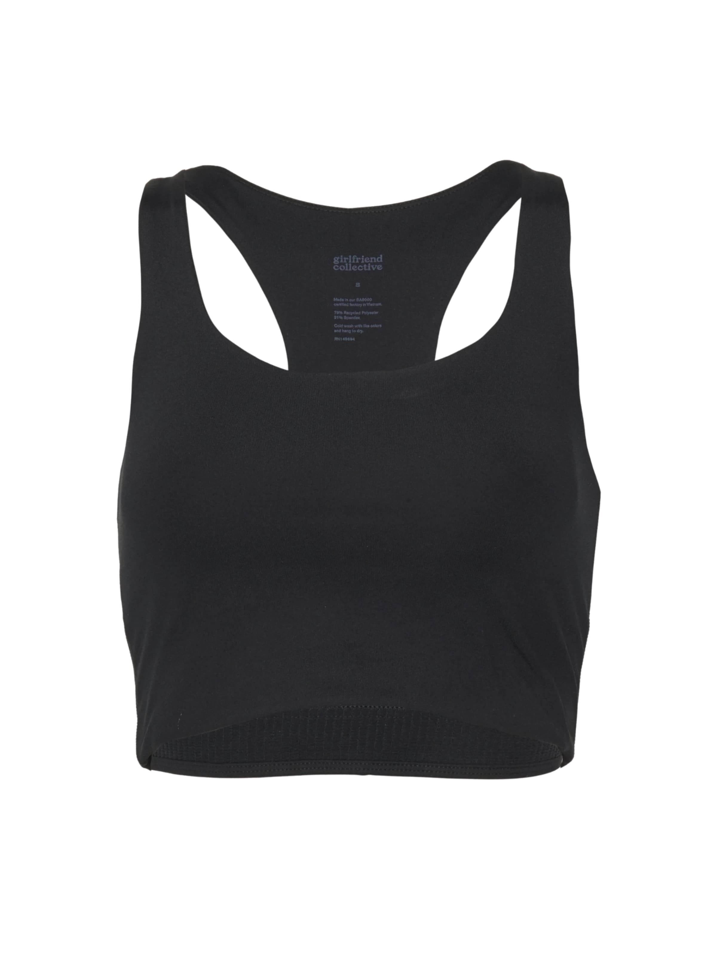 Girlfriend Collective Sportovní podprsenka ' Paloma ' – černá: přední strana