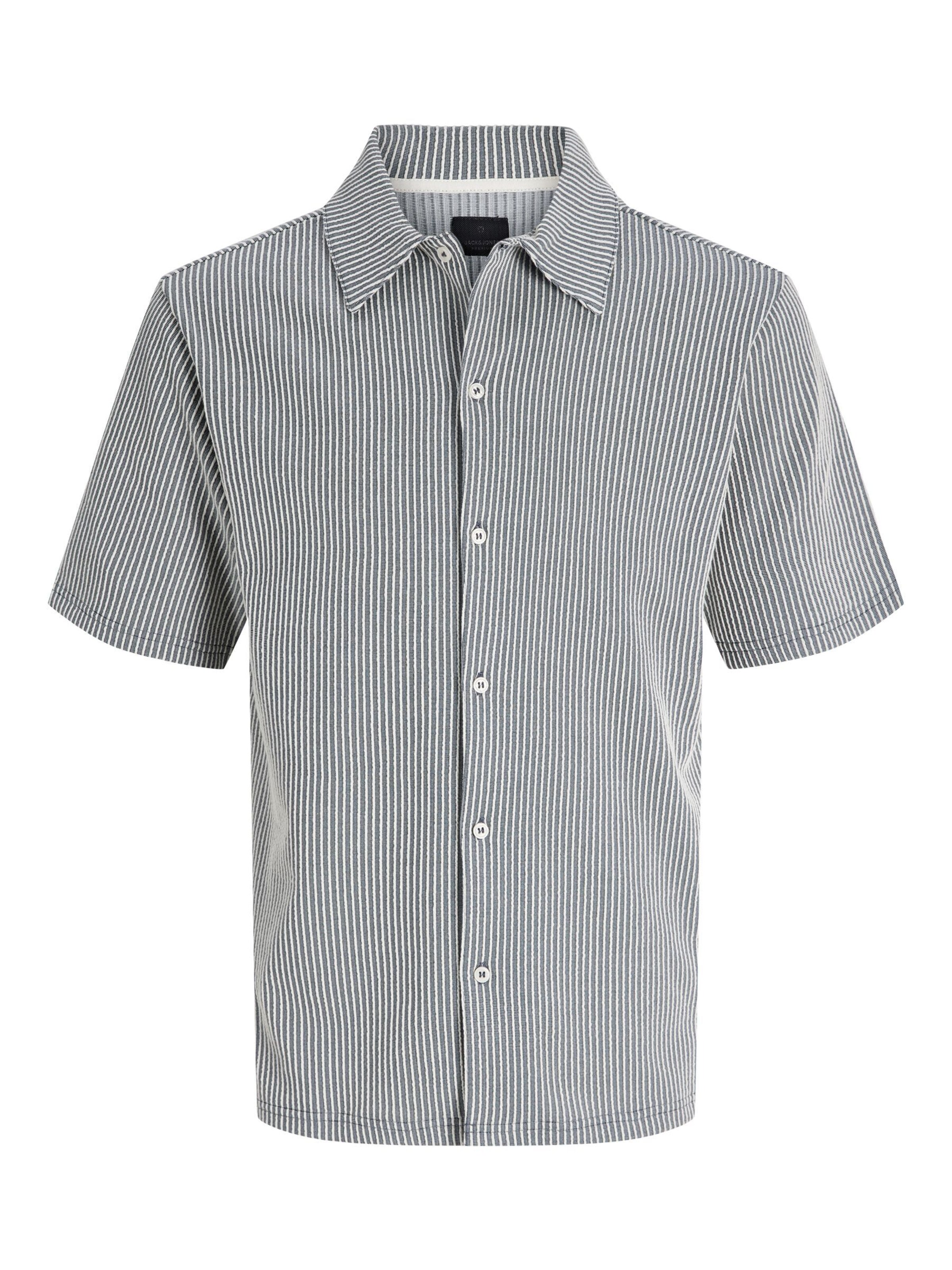 JACK & JONES Hemd in ecru / dunkelgrau, Produktansicht