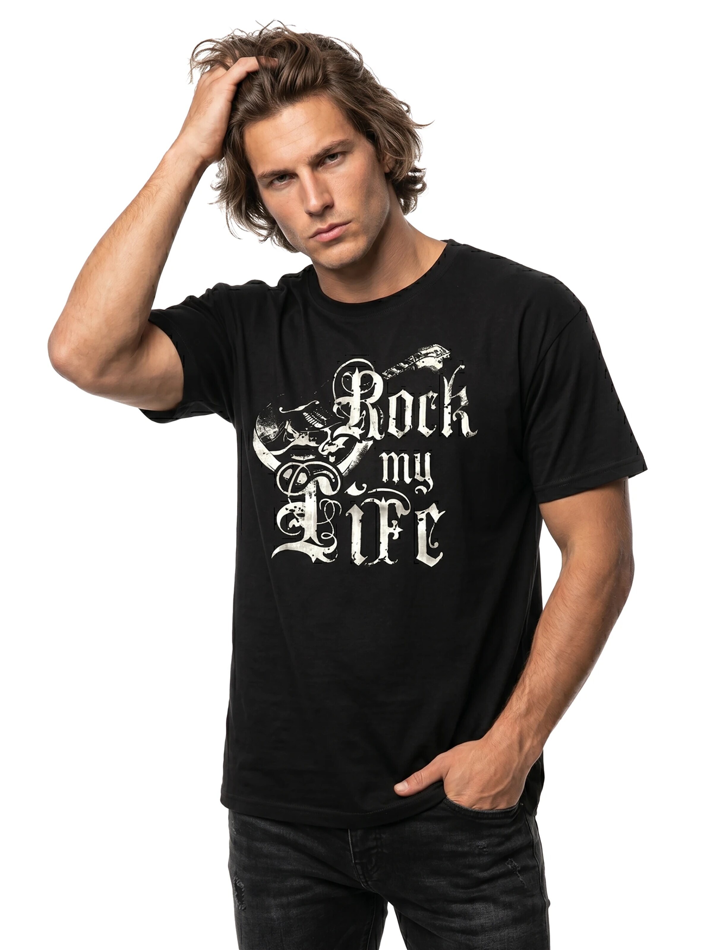 MAKAYA Shirt 'Rock my Life' in Black