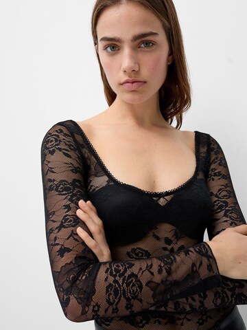 Bershka Shirt bodysuit in Black