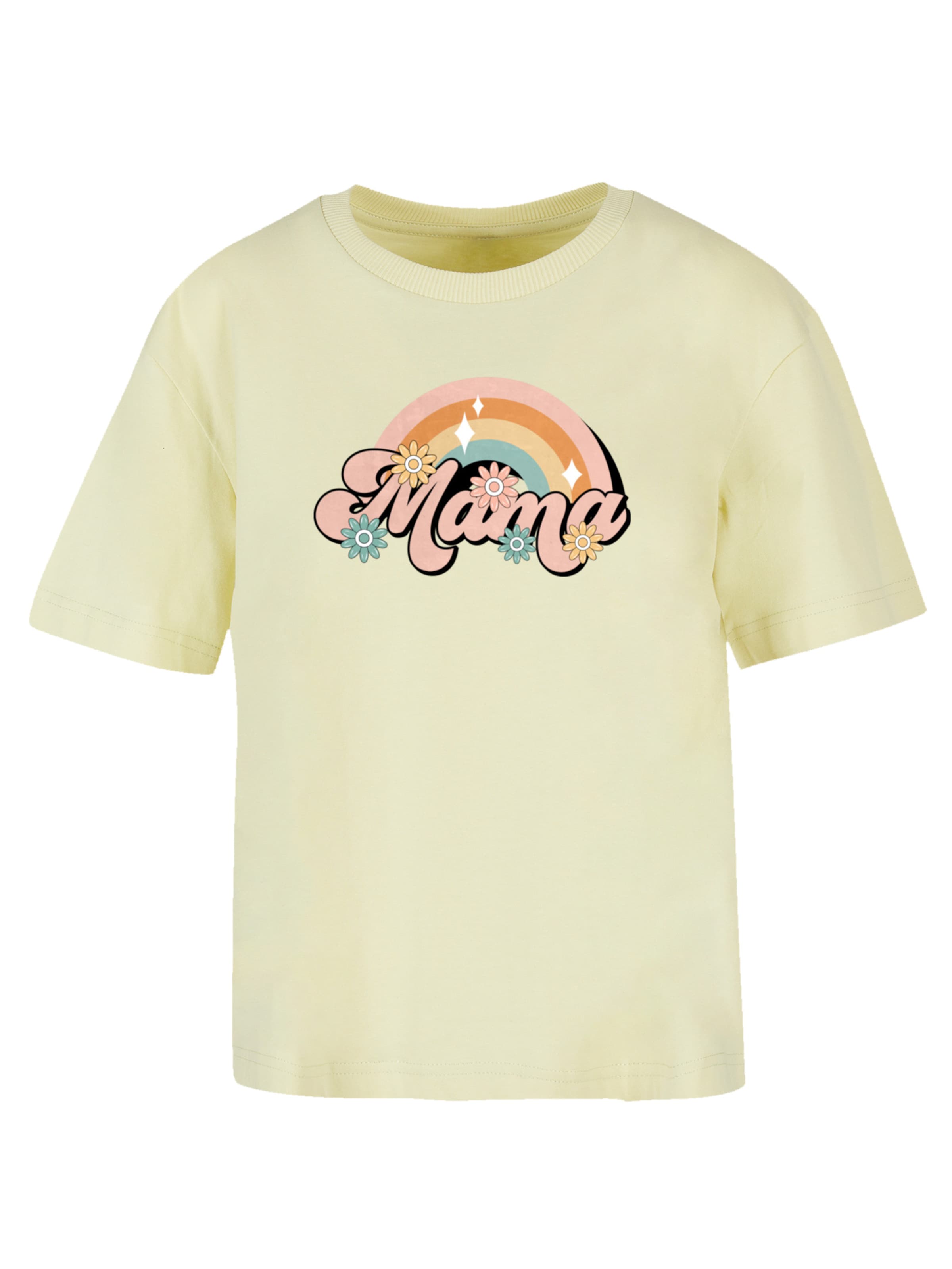 F4NT4STIC Shirt 'Mothers Day Celebration Rainbow Mama Design Mom Appreciation' in Yellow: front