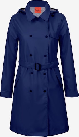 Dingy Rhythm Of The Rain Between-Seasons Coat 'Fundy' in Blue: front