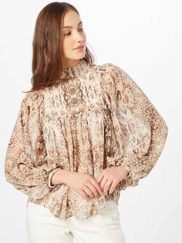 Bardot Blouse in Bruin: voorkant