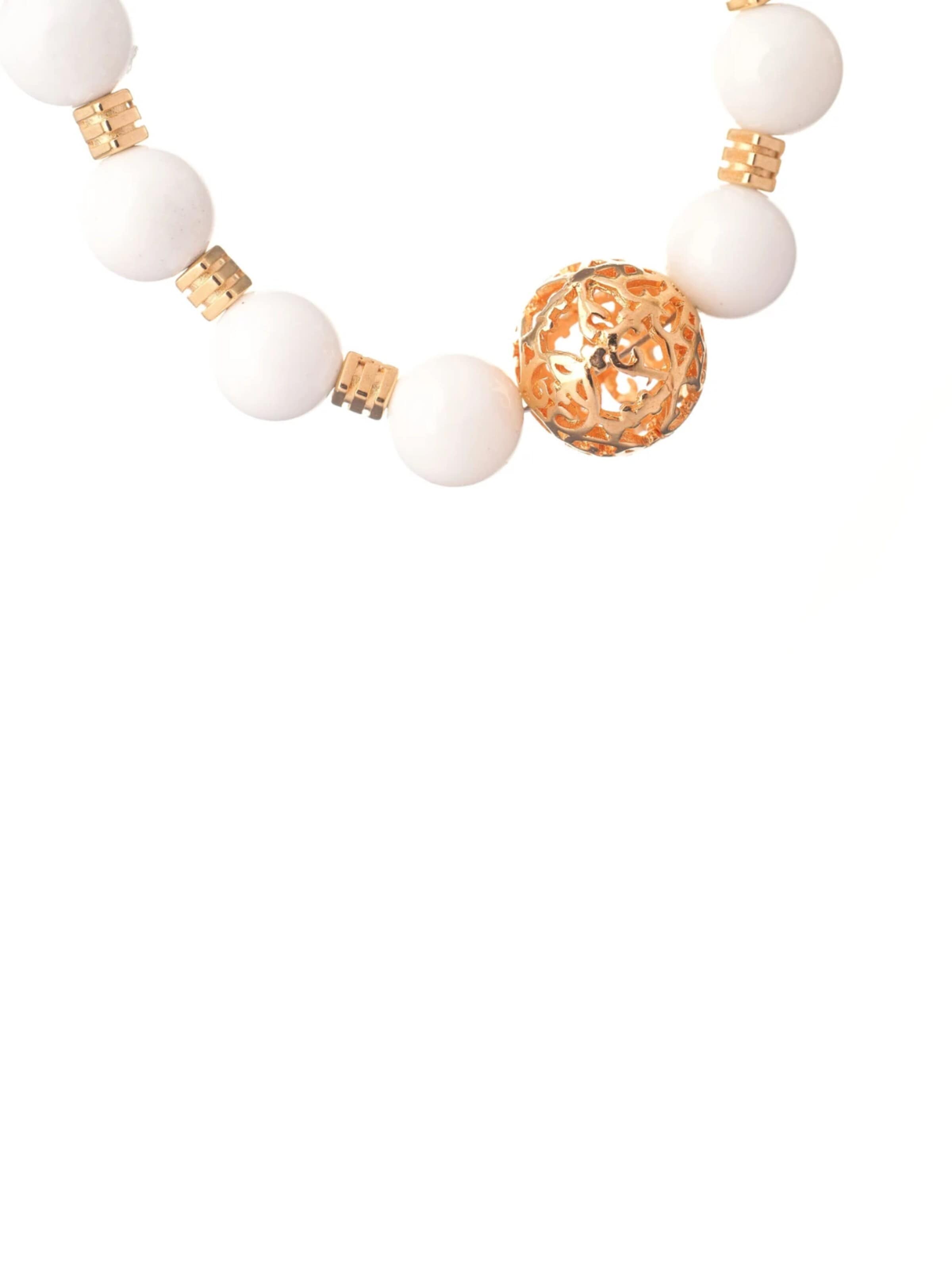 THE GEM STORIES JEWELRY - Cadena 'White Coral Necklace with Filigree Element' en blanco