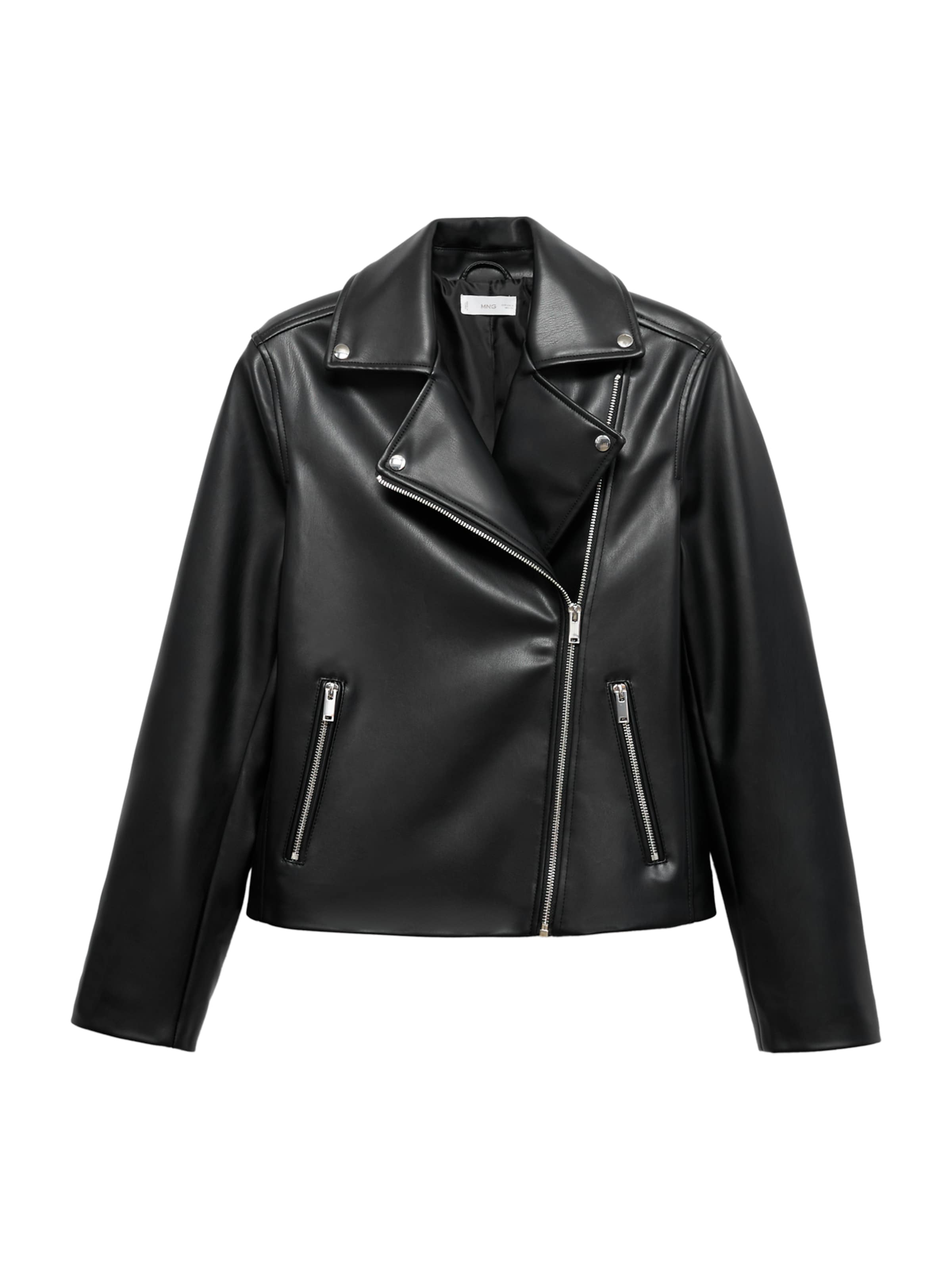 MANGO TEEN Φθινοπωρινό και ανοιξιάτικο μπουφάν σε μαύρο: μπροστά