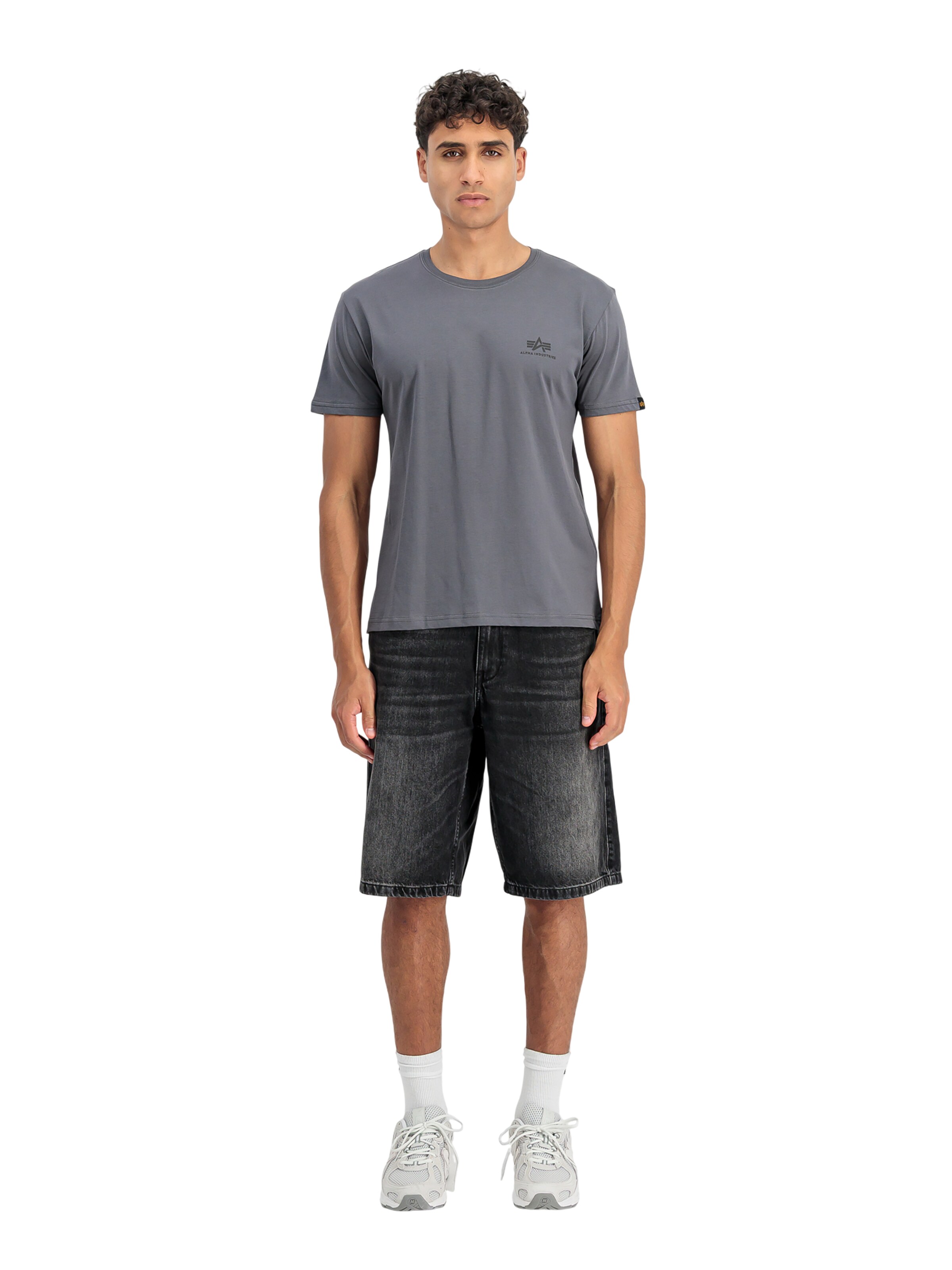 ALPHA INDUSTRIES Shirt 'Basic Small Logo'‌‌‌‌‌‌‌‌ in Grau