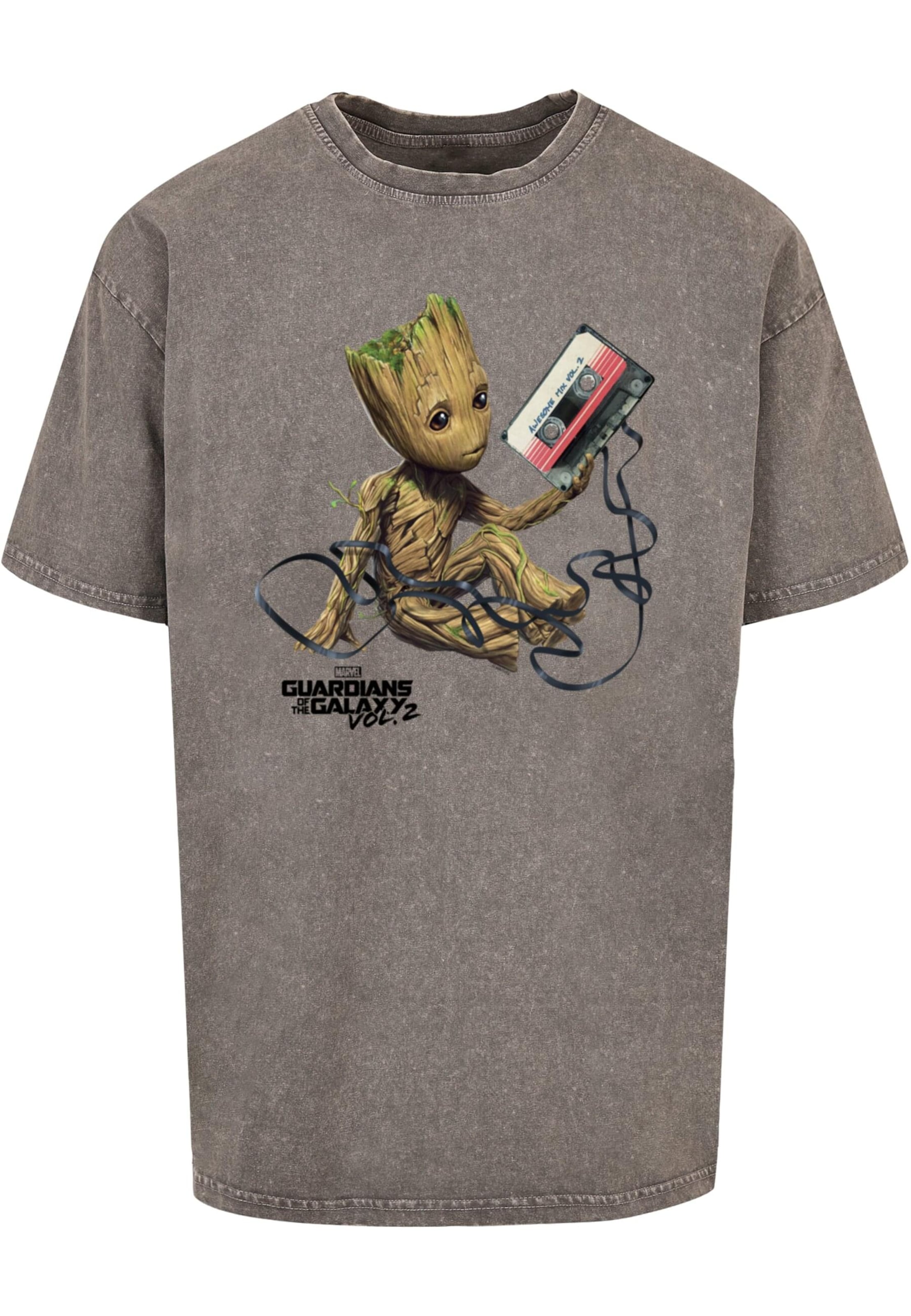 ABSOLUTE CULT T-Shirt 'Guardians Of The Galaxy Vol2 - Groot Tape' in Grau: Vorderseite