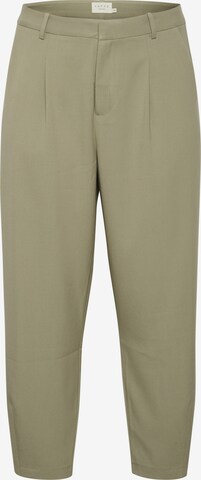 KAFFE CURVE Loose fit Pleat-Front Pants 'Merla' in Green: front
