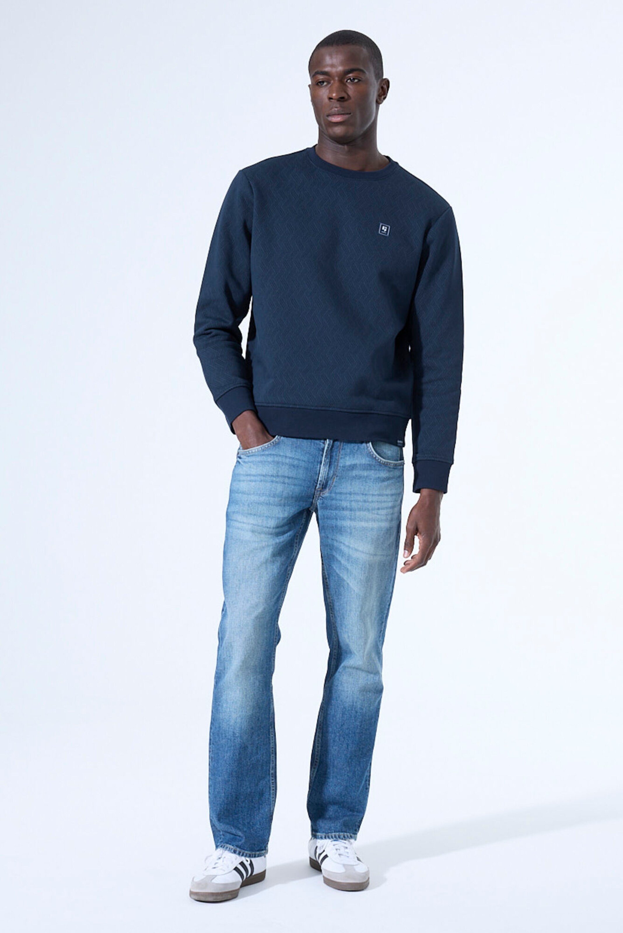 Garcia Herren Sweatshirt – Klassischer Sweater Aus Italienischer Denim-Tradition