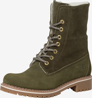 TAMARIS Lace-Up Ankle Boots in Green: front