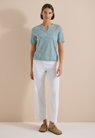CECIL T-Shirt mit Split Neck und Print in Blau