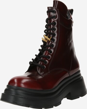 Karl Lagerfeld Lace-Up Ankle Boots 'DANTON' in Red: front