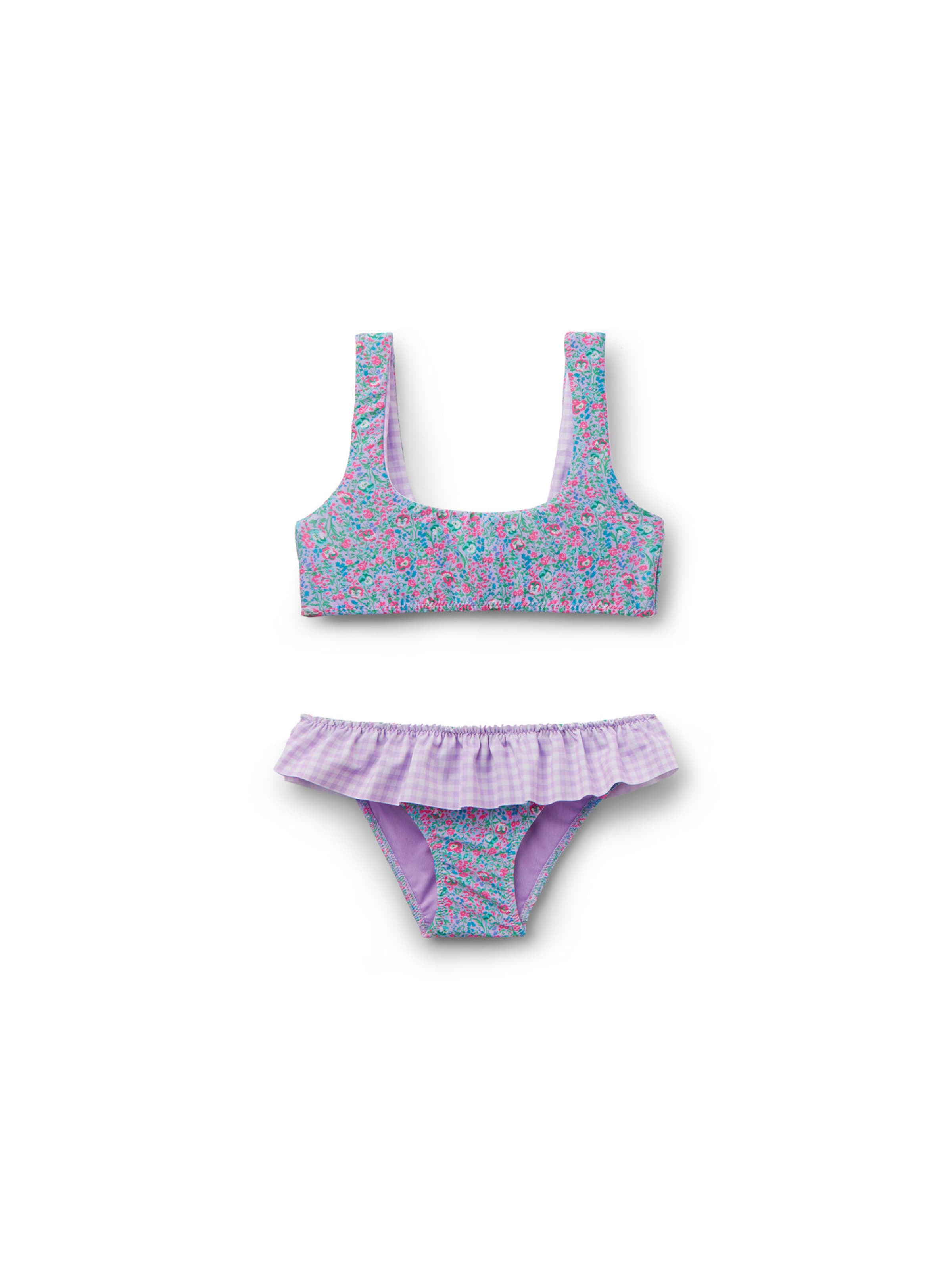 CALZEDONIA Bralette Bikini 'Floral Vichy' in Purple: front