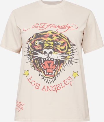 Tricou de la Ed Hardy pe bej: față