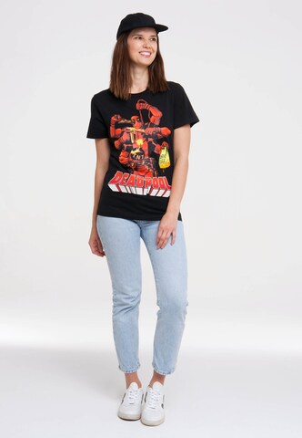 LOGOSHIRT Shirt 'Marvel Comics - Deadpool' in Zwart