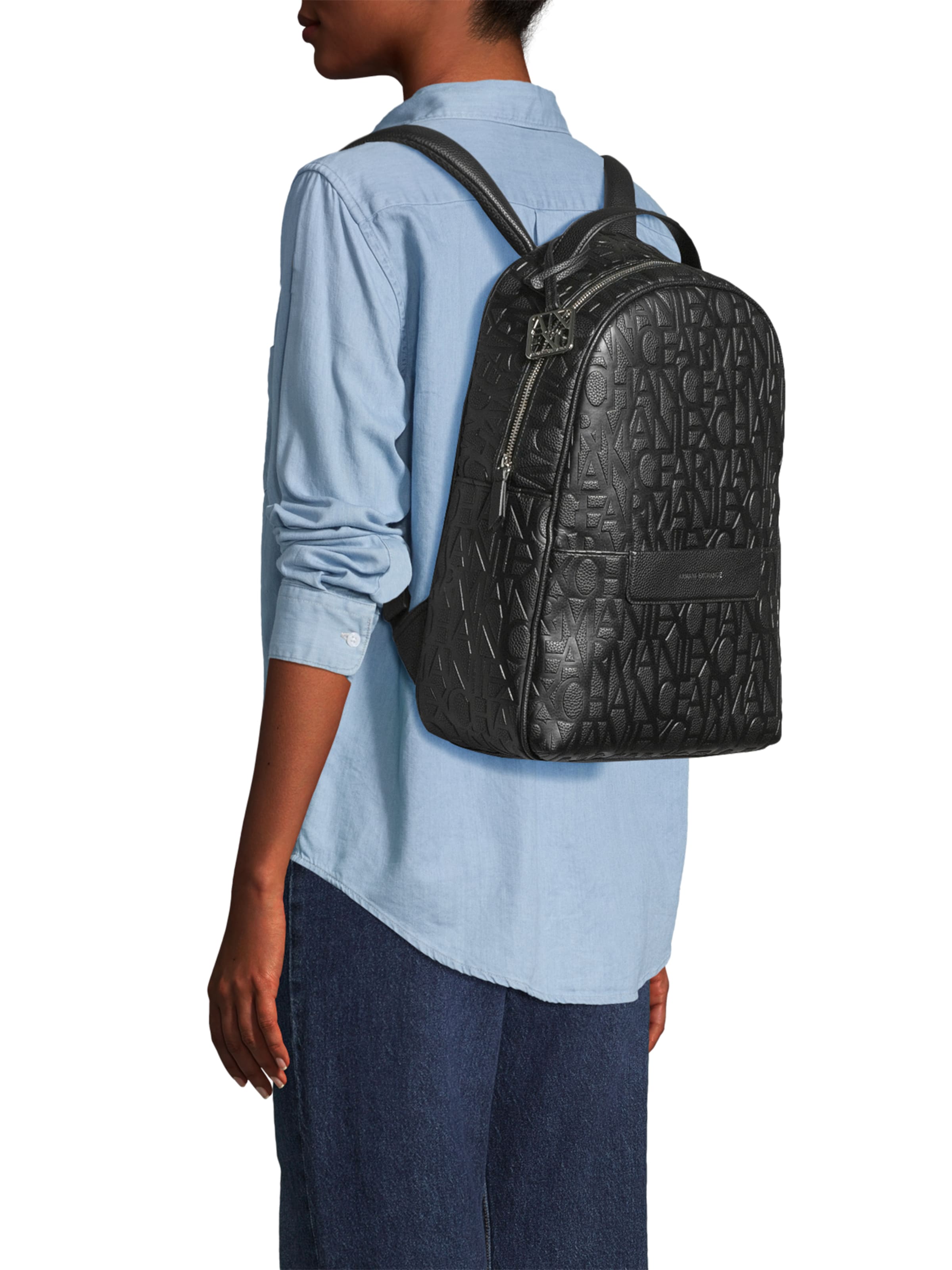 Zaino 'Liz Pebble' di ARMANI EXCHANGE in nero: frontale