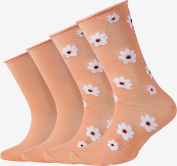 s.Oliver Socks 'Silky Touch Flower' in Orange: front