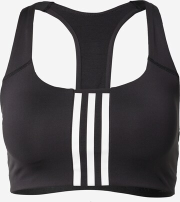 juoda ADIDAS PERFORMANCE Biustjė Sportinė liemenėlė 'Powerimpact Training Medium-support 3-stripes': priekis