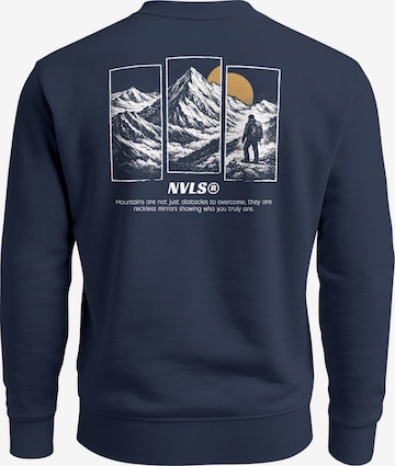 Neverless Sweatshirt 'Mountain Wanderer' in Blau: Vorderseite