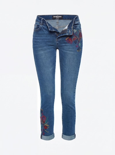 KOROSHI Jean en bleu / bleu marine / rose foncé / rouge foncé, Vue avec produit