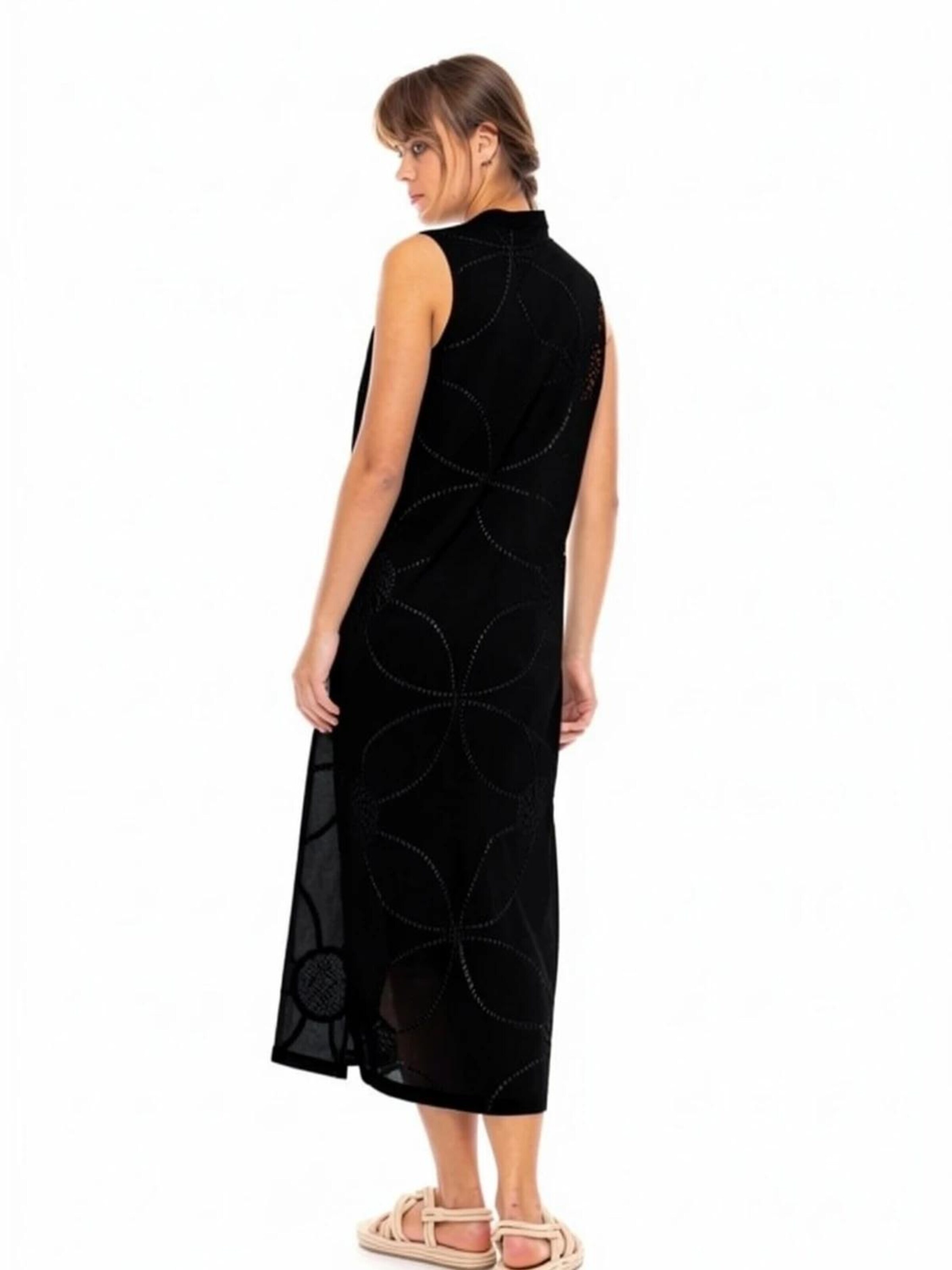 Pink Label Καλοκαιρινό φόρεμα 'BEACHWEAR MOON EMBRODERY' σε μαύρο