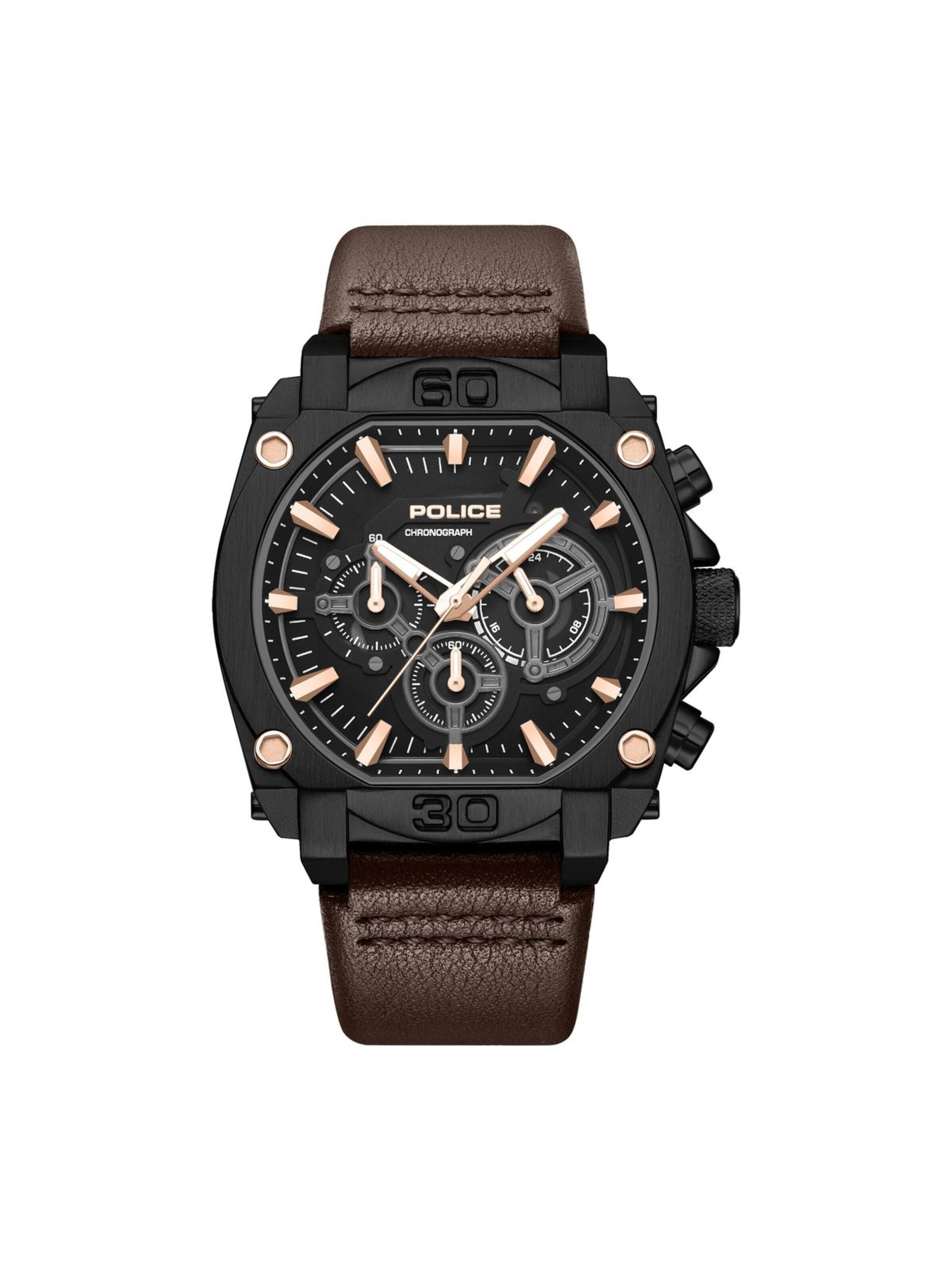 POLICE Analoog horloge in Bruin: voorkant