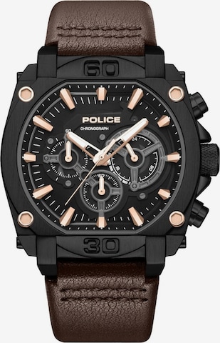 Montre à affichage analogique POLICE en marron : devant