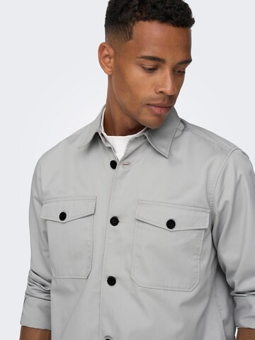 Only & Sons Comfort fit Button Up Shirt 'Milo' in Grey