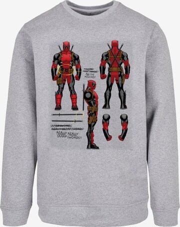 ABSOLUTE CULT Sweatshirt 'Deadpool - Action Figure Plans' in Grijs: voorkant