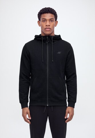 4F - Sudadera con cremallera deportiva en negro: frente