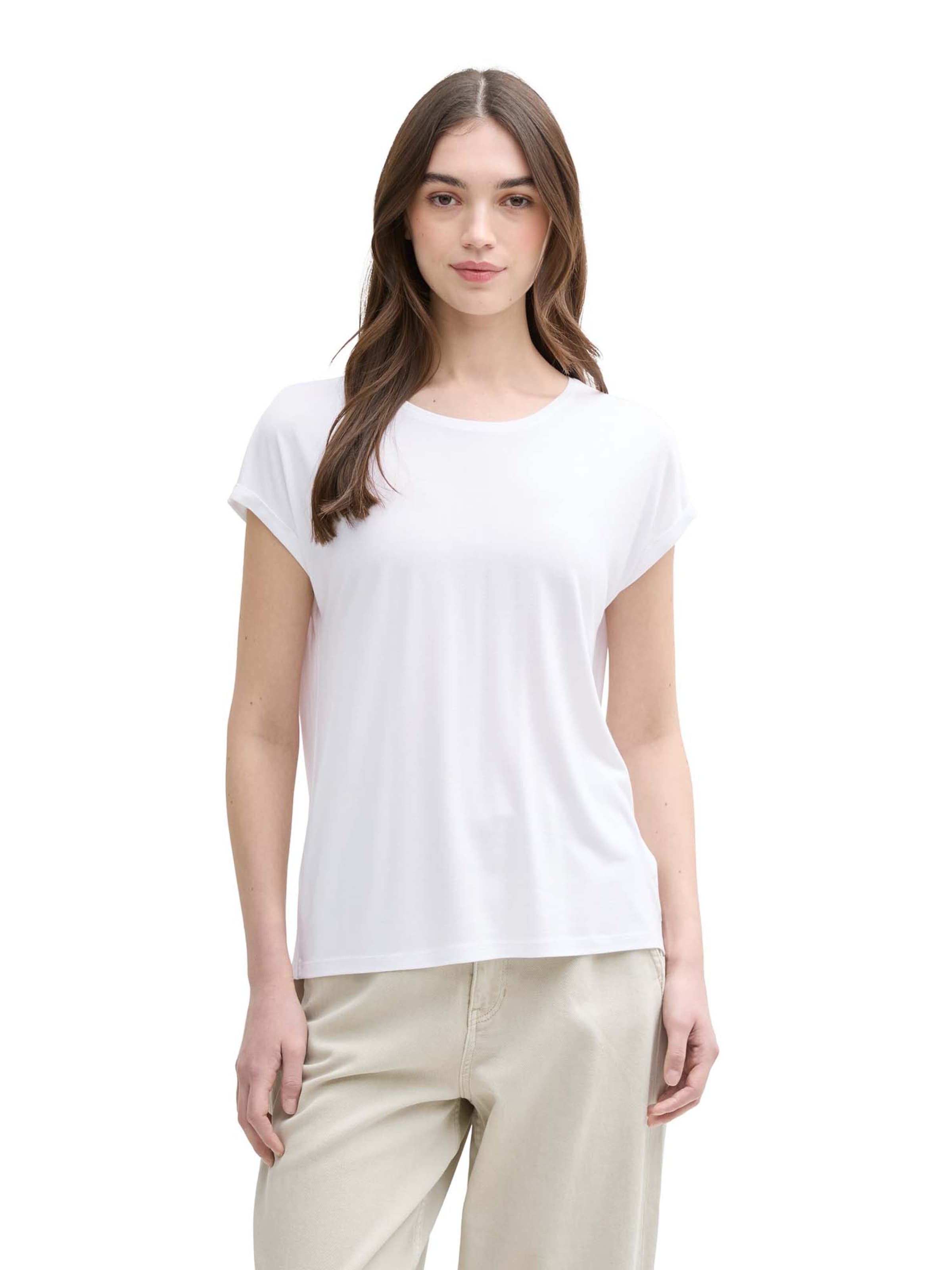 Tricou de la TOM TAILOR DENIM pe alb: față