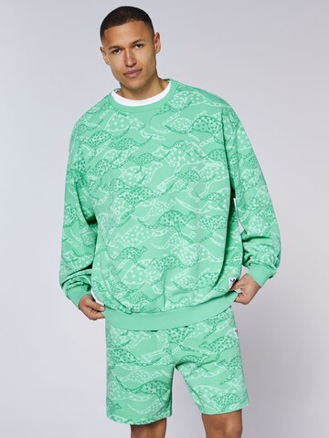 CHIEMSEE Sweatshirt ' mit Känguru-Alloverprint ' in Green: front
