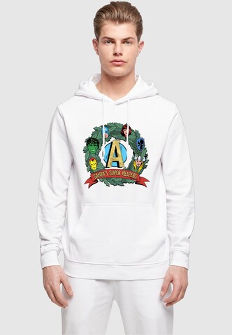 ABSOLUTE CULT Sweatshirt 'Marvel - Santa's Super Helpers' in Wit: voorkant