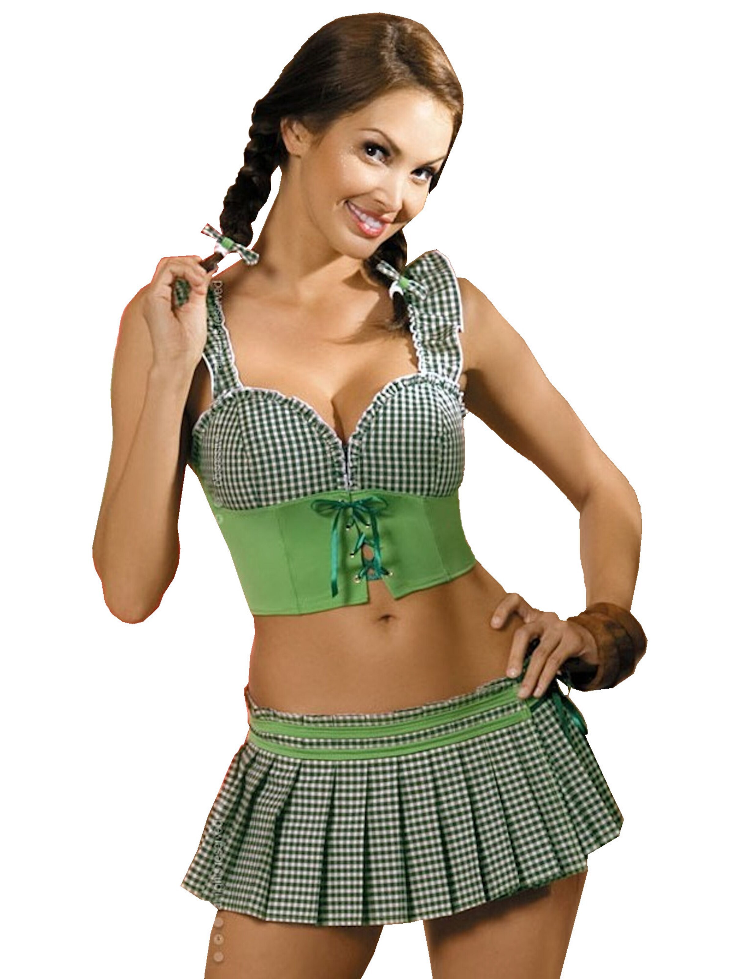 Obsessive Negligee 'Mexicana Set' in Green: front