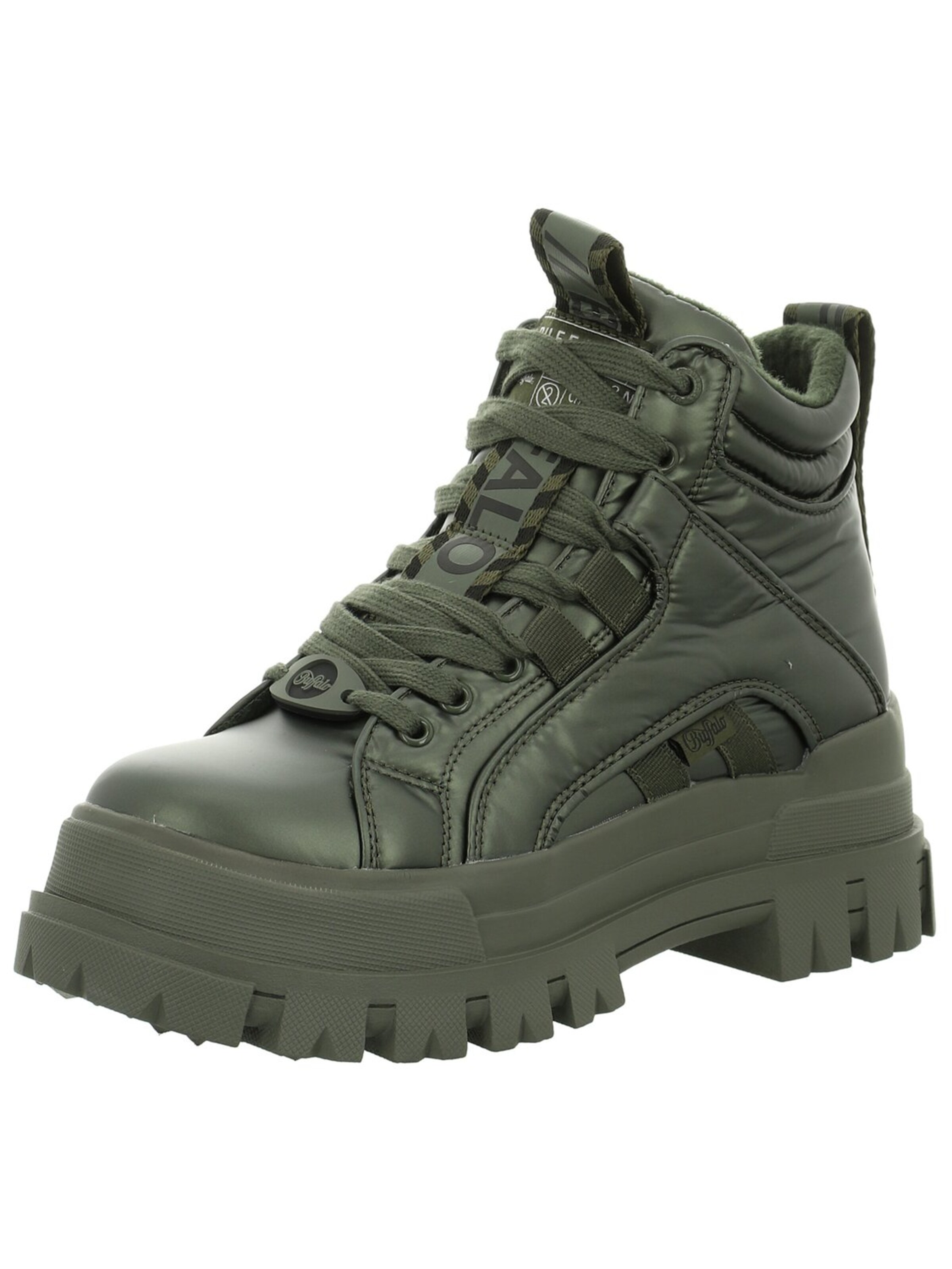 BUFFALO Lace-Up Boots 'Damen Stiefelette 16225011 Kunststoff/Synthetik in grün' in 36 in Green, Item view