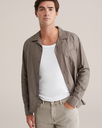 WE Fashion Regular fit Button Up Shirt in Grey: front