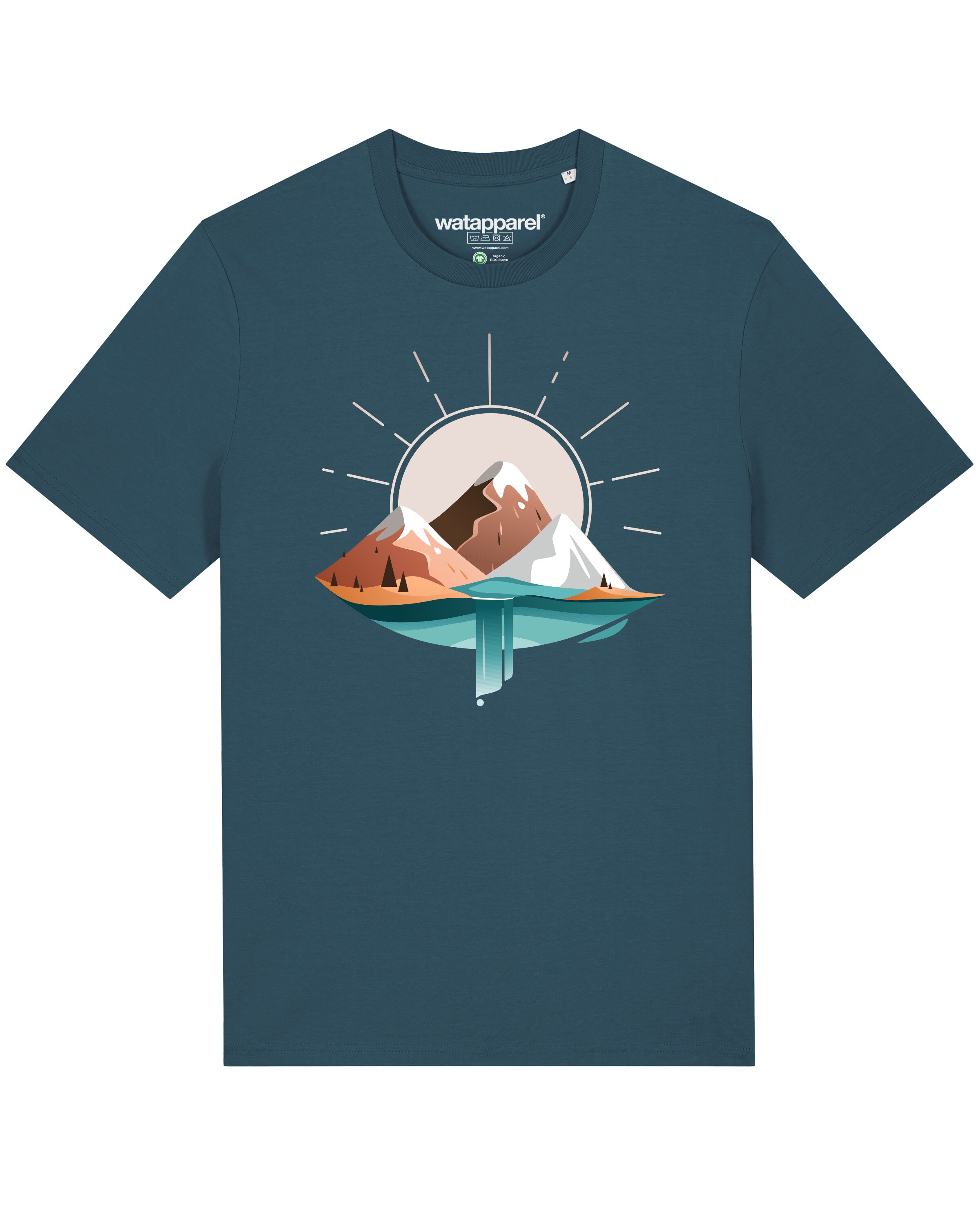Watapparel T-Shirt 'Sunrise & Lake' in Blau: Vorderseite
